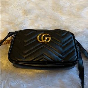 Black Crossbody CG Purse Gold Strap